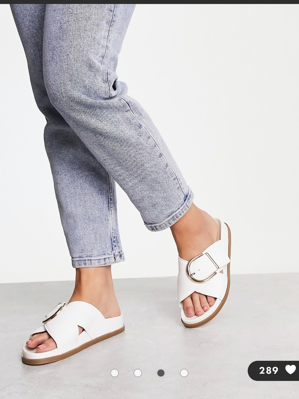 ASOS White Slide Sandals with Oversized Buckle